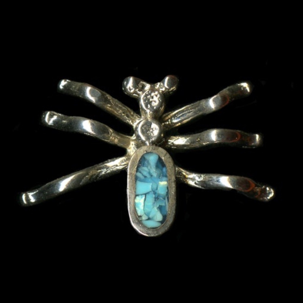 Vintage Silver and Turquoise Spider Pin, Brooch, NEW 1980's, Never worn, Jewelry